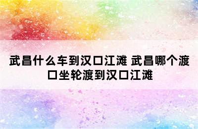 武昌什么车到汉口江滩 武昌哪个渡口坐轮渡到汉口江滩